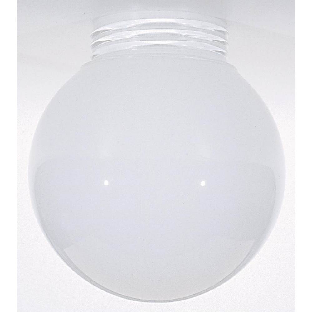 Satco Opal Ball Glass Globe Shade; 6 inch Diameter; 3-11/64 inch Screw Fitter; Inside Sprayed White