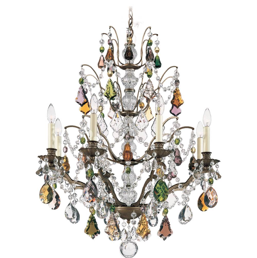 Schonbek Bordeaux 8 Light 120V Chandelier in French Gold with Clear Heritage Handcut Crystal