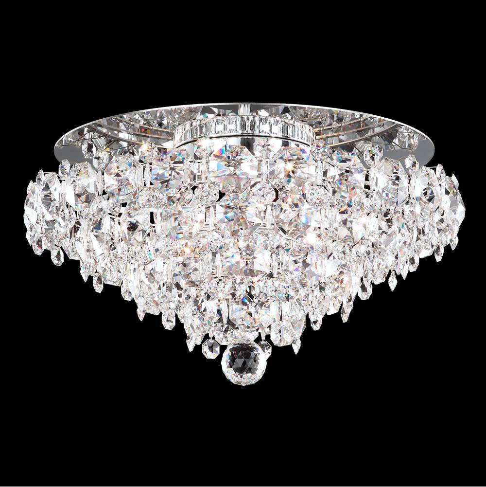 Schonbek Baronet 4 Light 120V Flush Mount in Polished Stainless Steel with Clear Optic Crystal