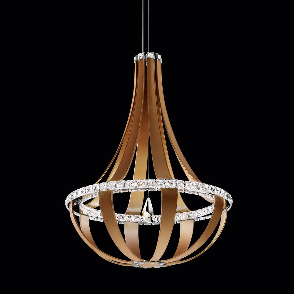 Schonbek Crystal Empire LED 36in 120V Pendant in Snowshoe Leather with Clear Radiance Crystal