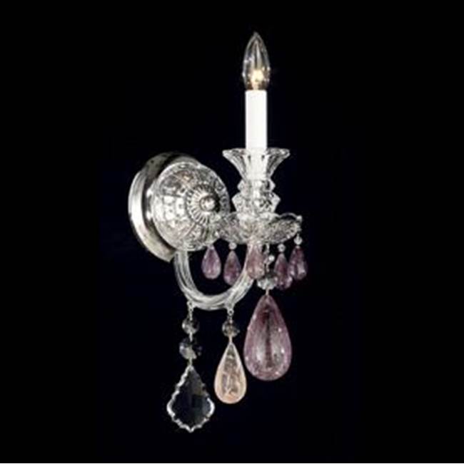 Schonbek Hamilton Rock Crystal 1 Light 110V Wall Sconce in Silver with Amethyst And Rose Rock Crystal