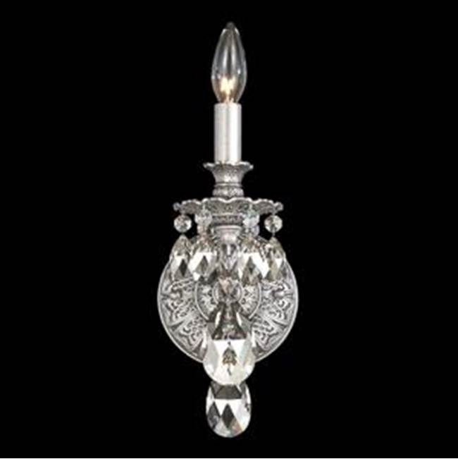 Schonbek Milano 1 Light 110V Wall Sconce in Antique Silver with Clear Heritage Crystals