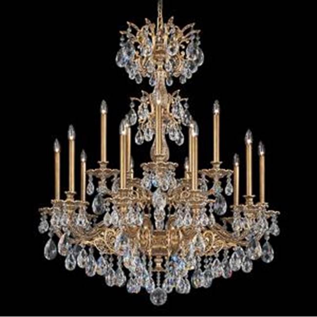 Schonbek Milano 15 Light 110V Chandelier in French Gold with Clear Heritage Crystals