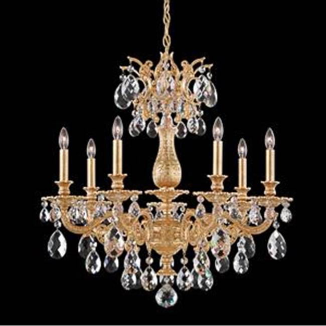 Schonbek Milano 7 Light 110V Chandelier in Parchment Gold with Clear Crystals From Swarovski®