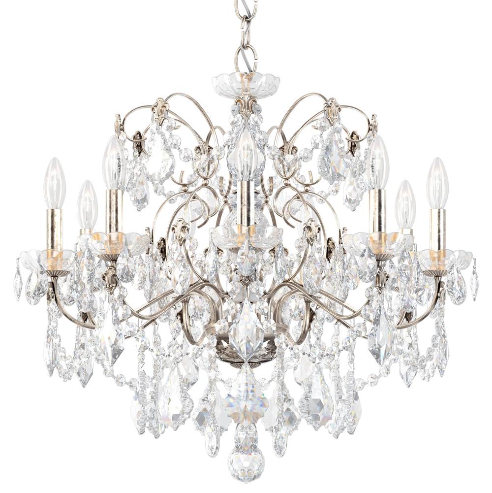 Schonbek Century 9 Light 110V Chandelier in Antique Silver with Clear Heritage Crystal