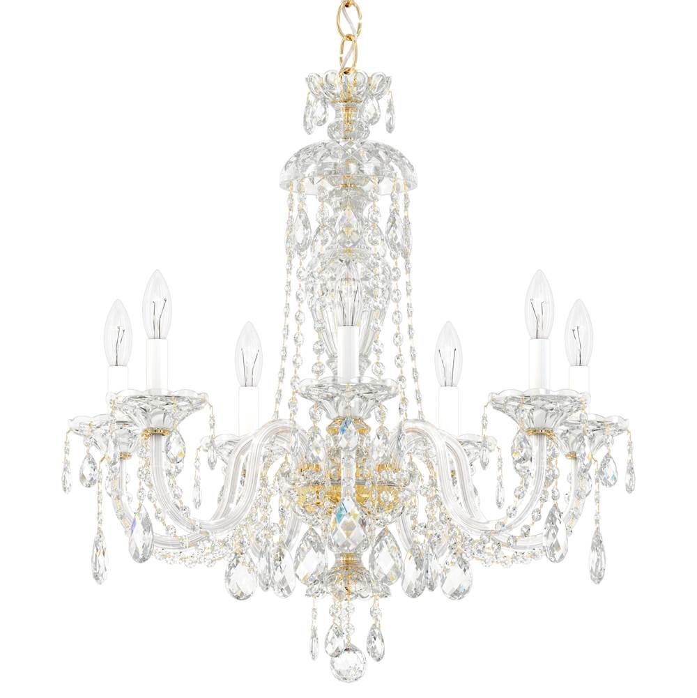 Schonbek Sterling 7 Light 110V Chandelier in Rich Auerelia Gold with Clear Heritage Crystal