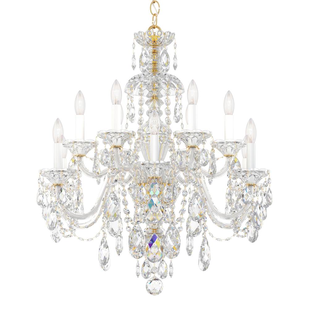 Schonbek Sterling 12 Light 110V Chandelier in Rich Auerelia Gold with Clear Crystals From Swarovski®