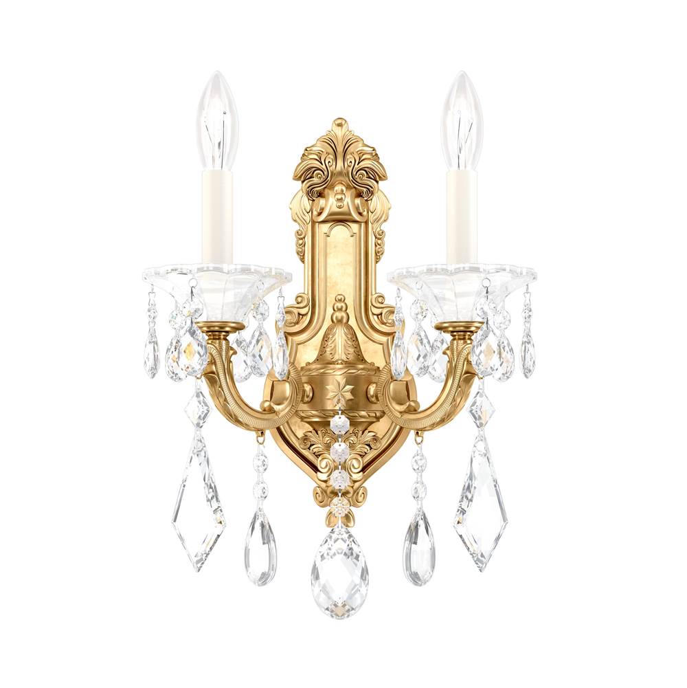 Schonbek La Scala 2 Light 110V Wall Sconce in Heirloom Gold with Clear Heritage Crystal
