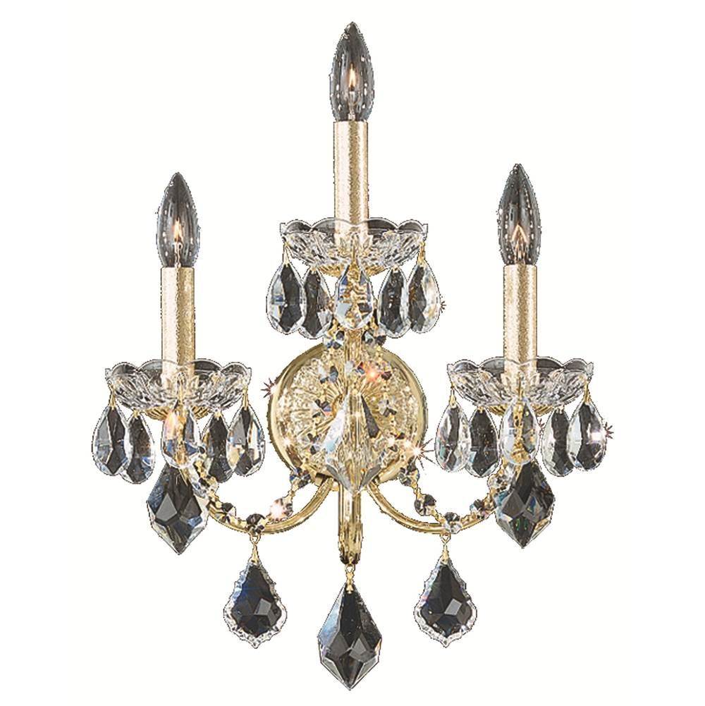 Schonbek Century 3 Light 110V Wall Sconce in Heirloom Gold with Clear Heritage Crystal