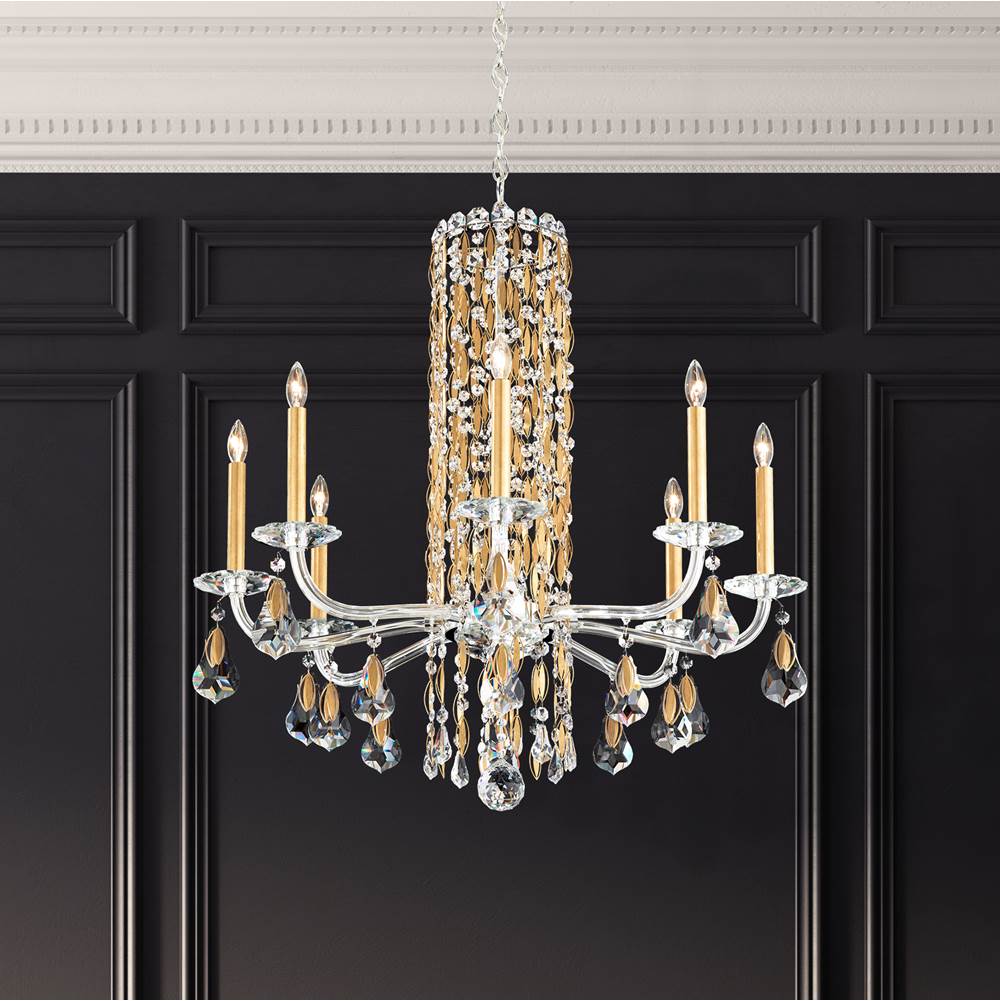 Schonbek Siena 8 Light 120V Chandelier (No Spikes) in Polished Stainless Steel with Clear Radiance Crystal