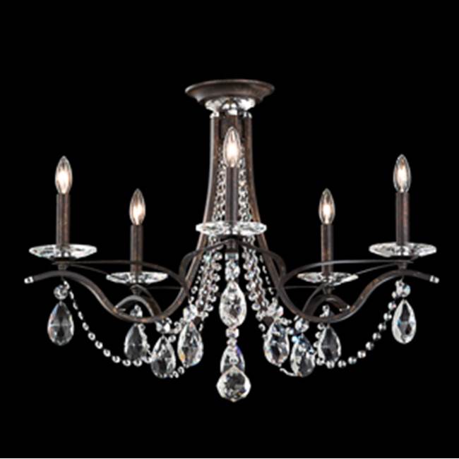 Schonbek Vesca 5 Light 110V Close to Ceiling in Antique Silver with Clear Heritage Crystal