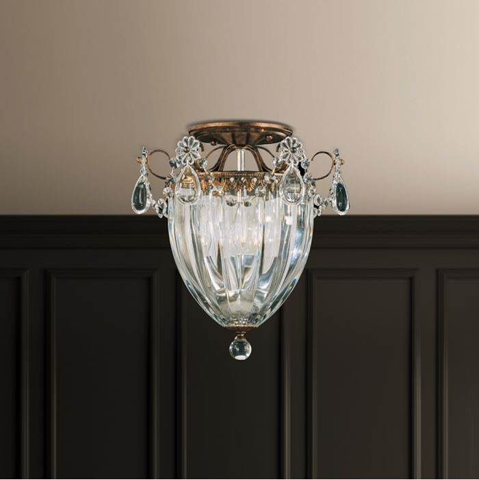 Schonbek Bagatelle 3 Light 110V Close to Ceiling in Etruscan Gold with Clear Heritage Crystal