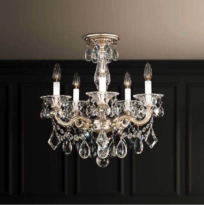 Schonbek La Scala 5 Light 110V Chandelier in Parchment Gold with Clear Crystals From Swarovski®