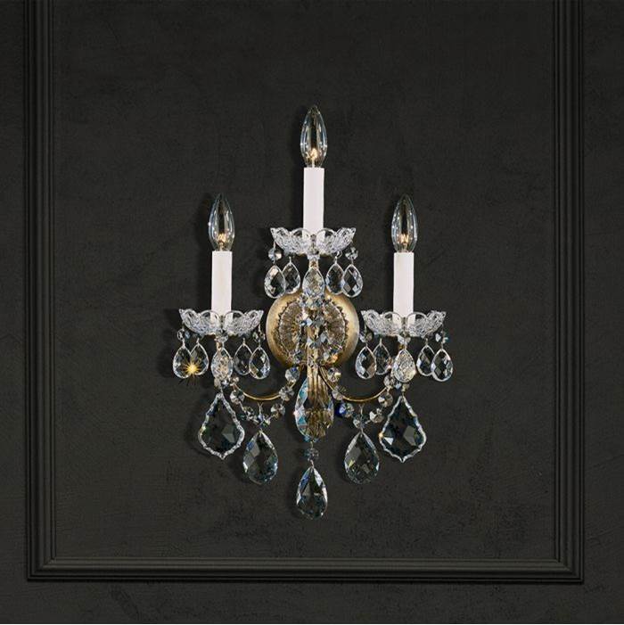 Schonbek New Orleans 3 Light 110V Wall Sconce in Silver with Clear Crystals From Swarovski®