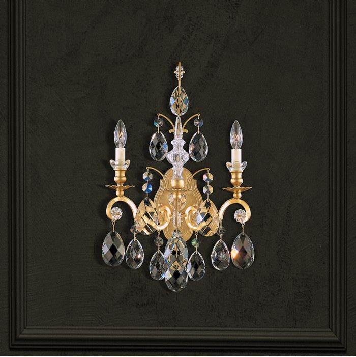 Schonbek Renaissance 2 Light 110V Wall Sconce in Etruscan Gold with Clear Heritage Crystal