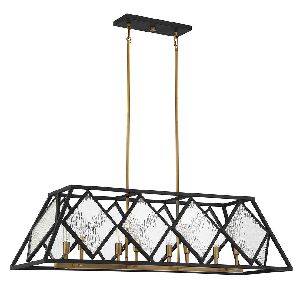 Savoy House Capella 8-Light Linear Chandelier in English Bronze and Warm Brass