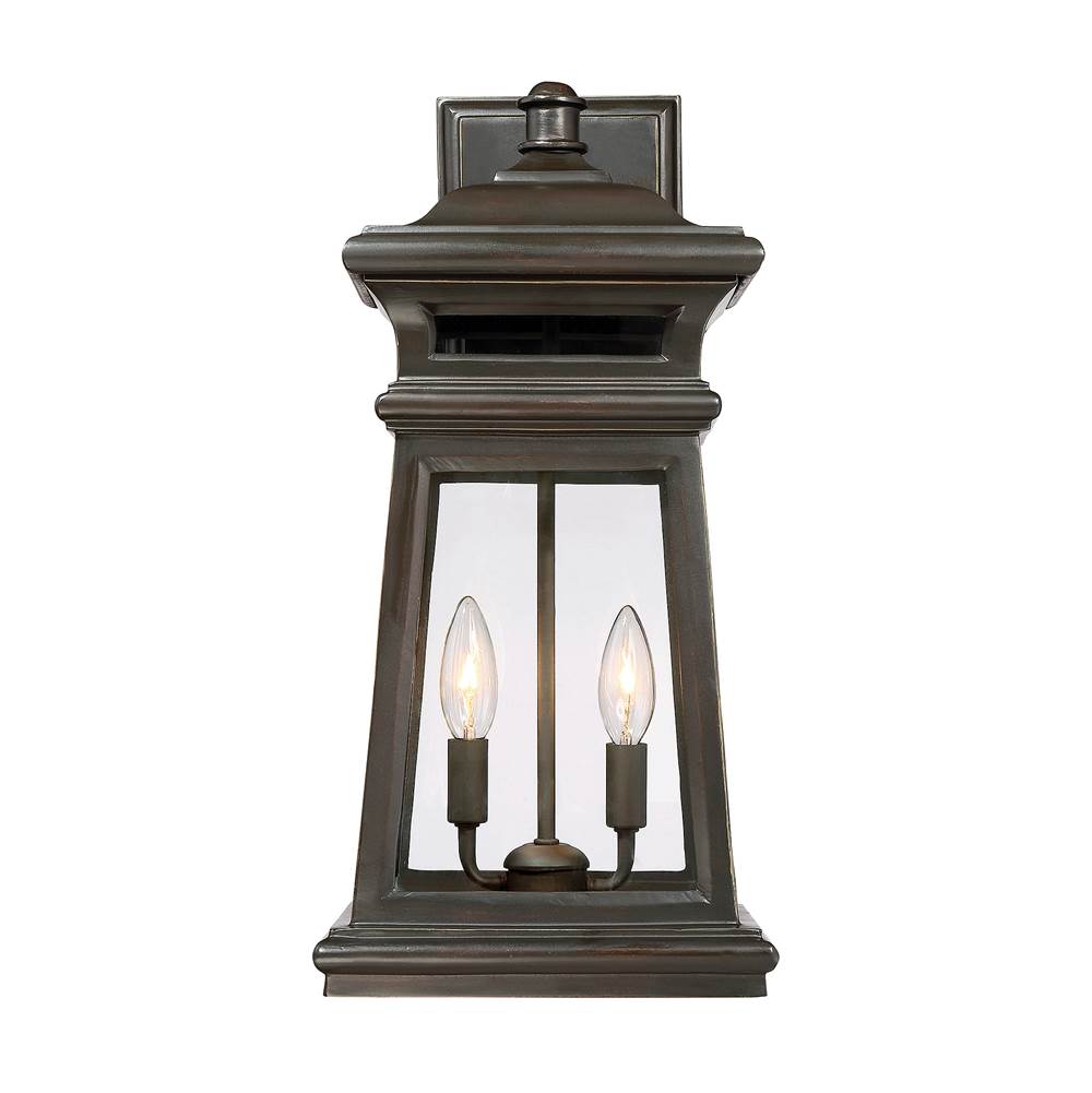Savoy House Taylor 2-Light Outdoor Wall Lantern in English Bronze with Gold