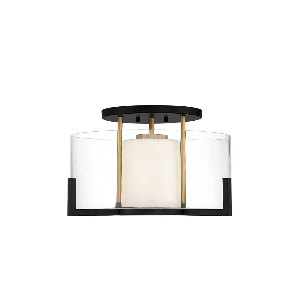 Savoy House Eaton 1-Light Ceiling Light in Matte Black with Warm Brass Accents