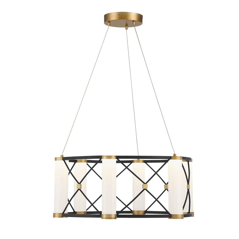 Savoy House Aries 6-Light LED Pendant in Matte Black with Burnished Brass Accents
