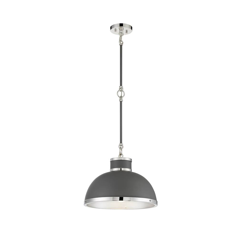 Savoy House Corning 1-Light Pendant in Gray with Polished Nickel Accents