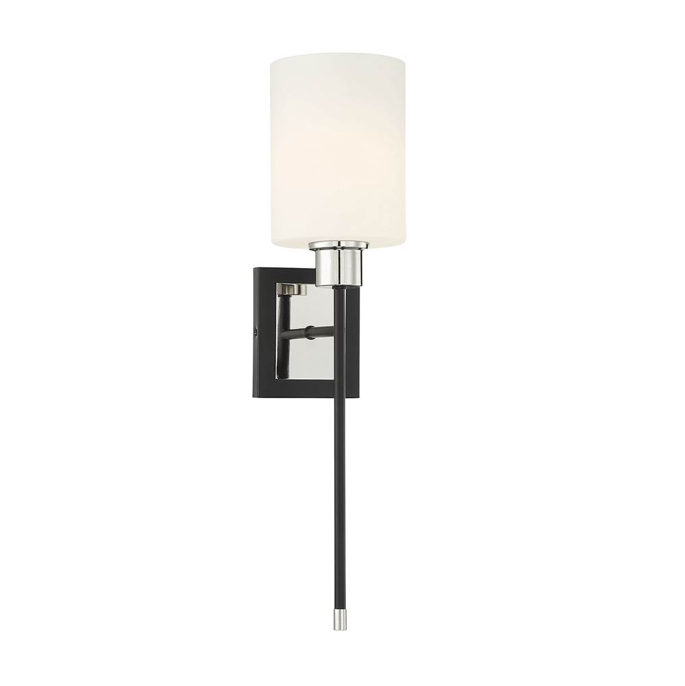 Savoy House Alvara 1-Light Wall Sconce in Matte Black with Polished Nickel Accents