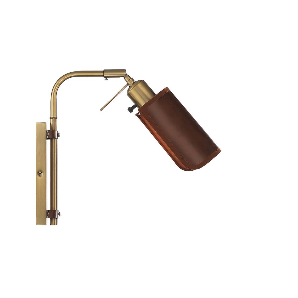 Savoy House 1-Light Adjustable Wall Sconce in Natural Brass