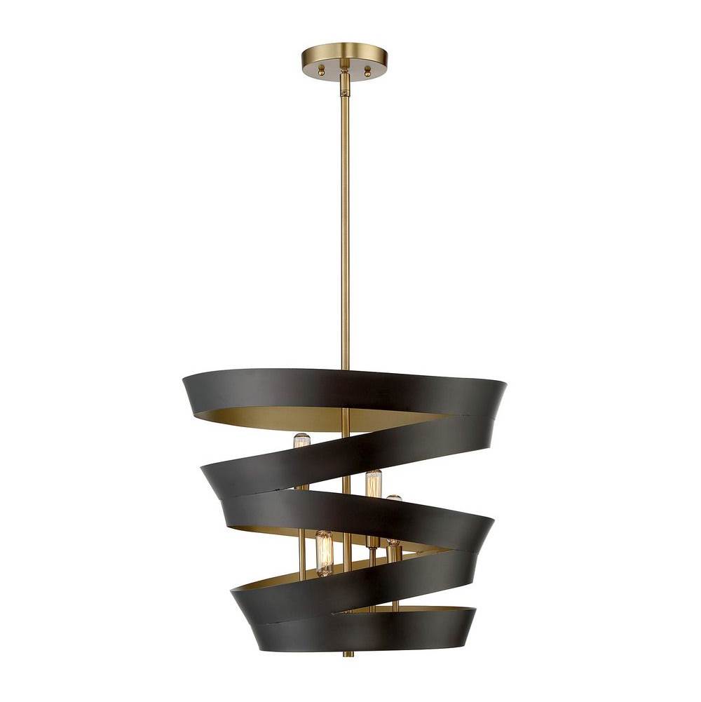 Savoy House 4-Light Pendant in Matte Black with Gold