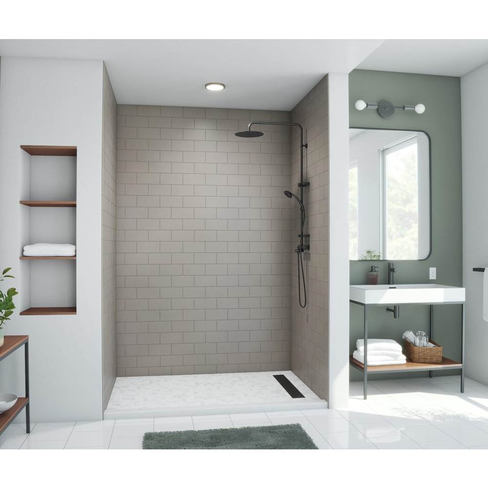 Swan MTMK96-3262 32 x 62 x 96 Swanstone® Metro Subway Tile Glue up Bathtub and Shower Wall Kit in Sandstone