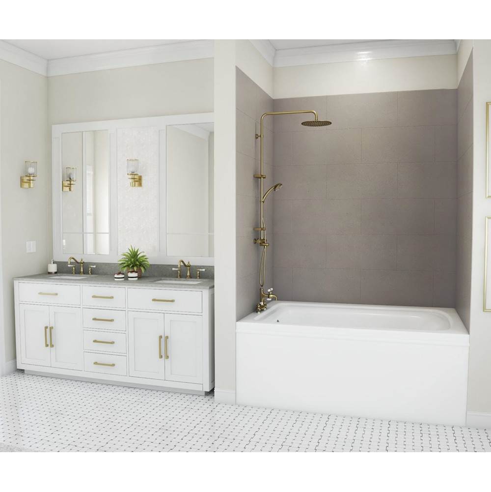 Swan TSMK72-4262 42 x 62 x 72 Swanstone® Traditional Subway Tile Glue up Bathtub and Shower Wall Kit in Sandstone