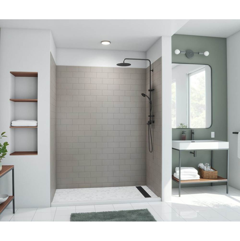 Swan MTMK84-3462 34 x 62 x 84 Swanstone® Metro Subway Tile Glue up Bathtub and Shower Wall Kit in Sandstone