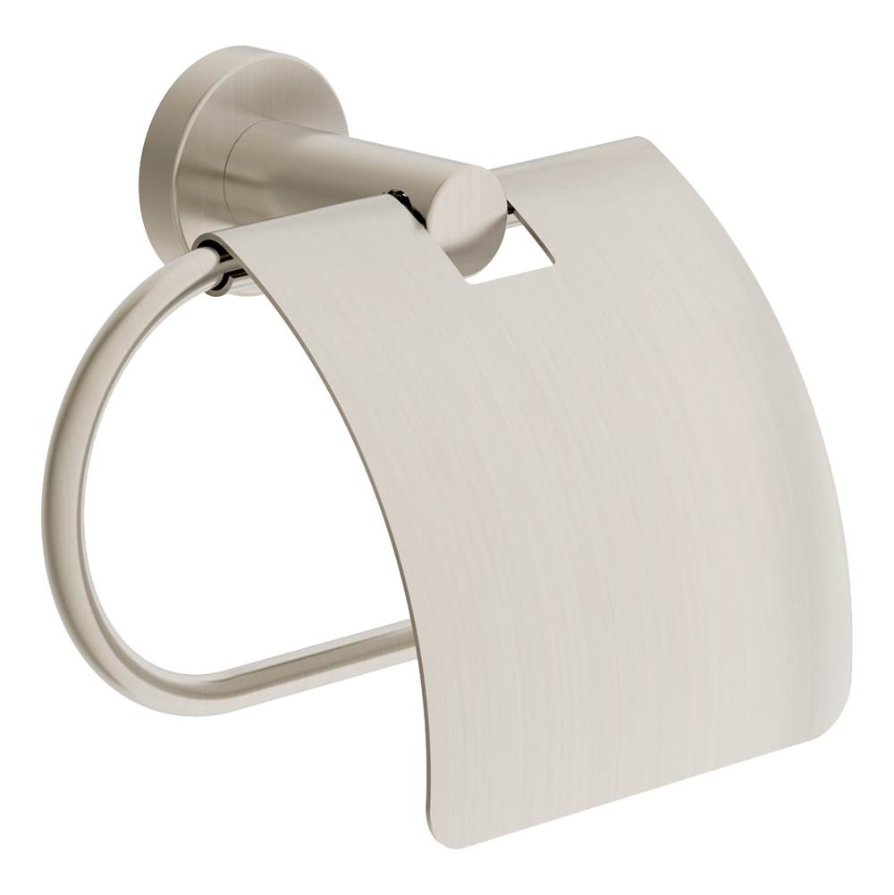 Symmons Dia Wall-Mounted Toilet Paper Holder with Cover in Satin Nickel
