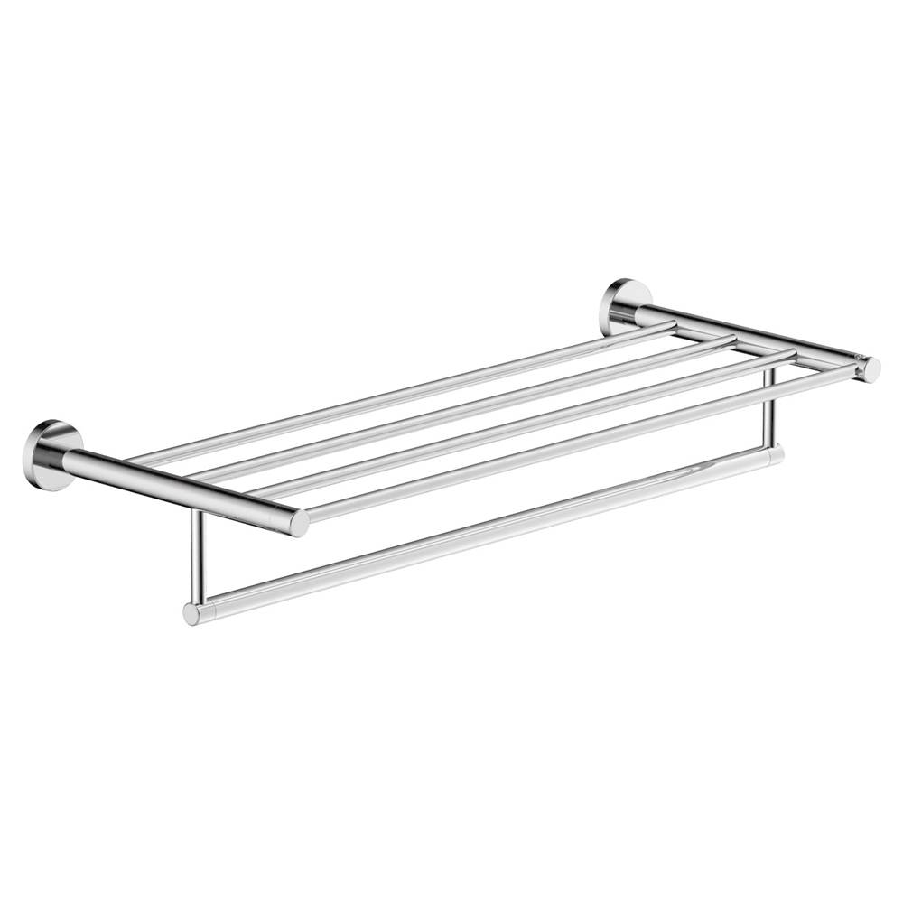 Symmons Dia 22 in. Wall-Mounted Towel Shelf with Bar in Polished Chrome