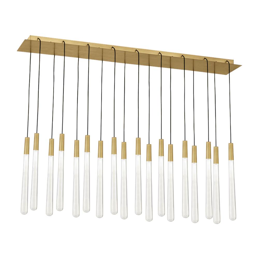 Visual Comfort Modern Collection Sean Lavin Pylon 18-Light Dimmable Led Crystal Light Chandelier With Natural Brass Finish And Crystal Shades