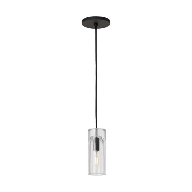 Visual Comfort Modern Collection Sean Lavin Horizon 1-Light Dimmable Small Accent Pendant With Nightshade Black Finish And Glass Shade