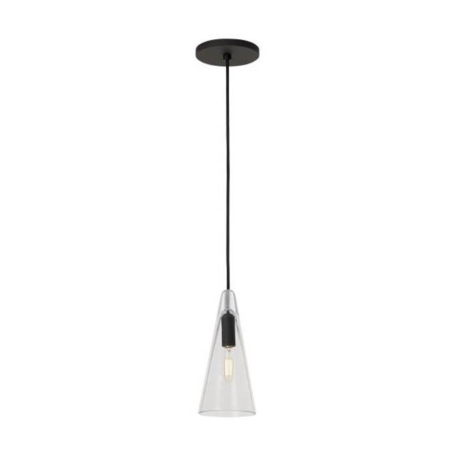 Visual Comfort Modern Collection Sean Lavin Selina 1-Light Dimmable Small Accent Pendant With Nightshade Black Finish And Glass Shade