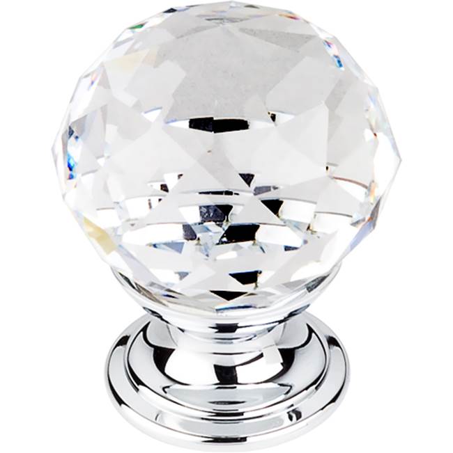 Top Knobs Clear Crystal Knob 1 1/8 Inch Polished Chrome Base
