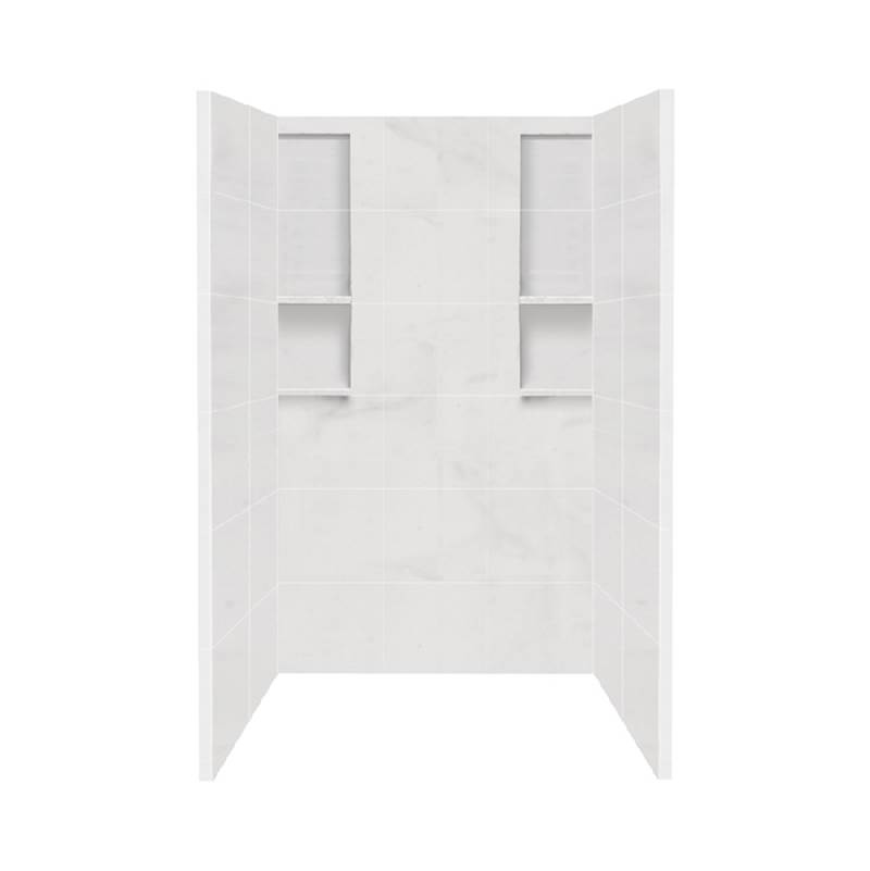 Transolid 48'' x 34'' x 80'' Solid Surface Shower Wall Surround in White Carrara