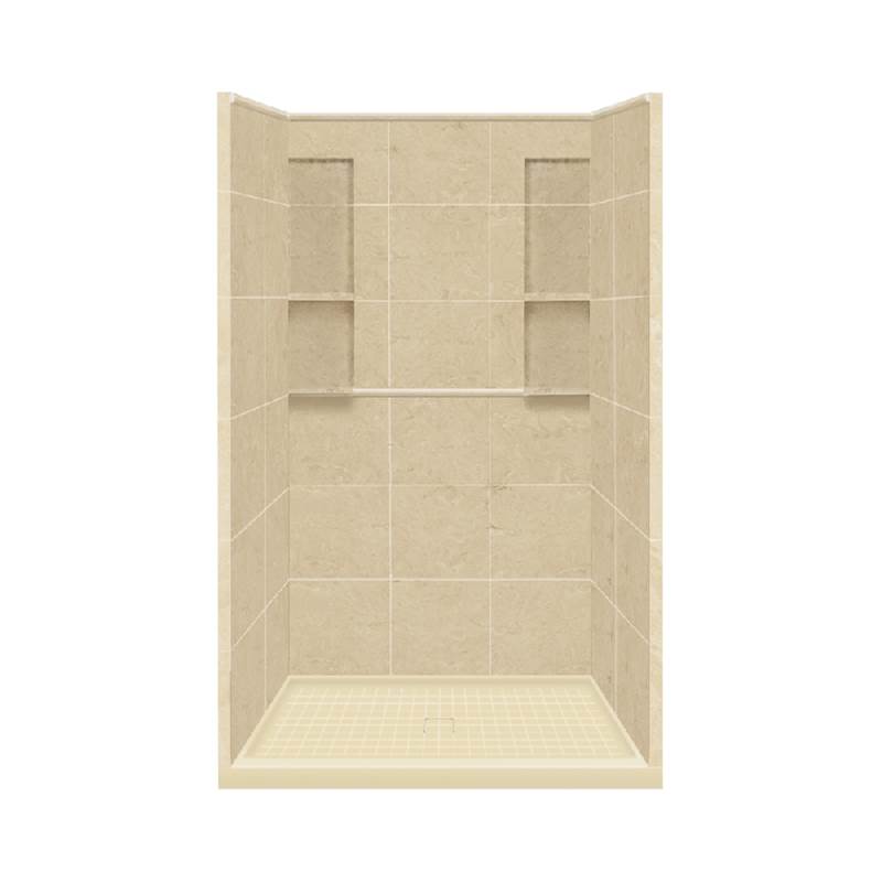Transolid 34'' x 48'' x 83'' Solid Surface Alcove Shower Kit in Almond Sky