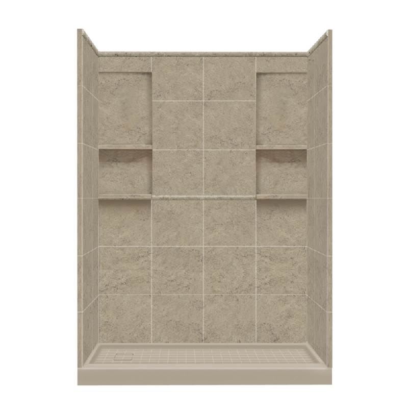 Transolid 32'' x 60'' x 83'' Solid Surface Left-Hand Alcove Shower Kit in Sand Mountain