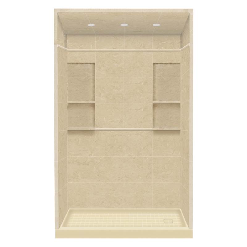 Transolid 30'' x 60'' x 95.75'' Solid Surface Right-Hand Alcove Shower Kit with Dome in Almond Sky