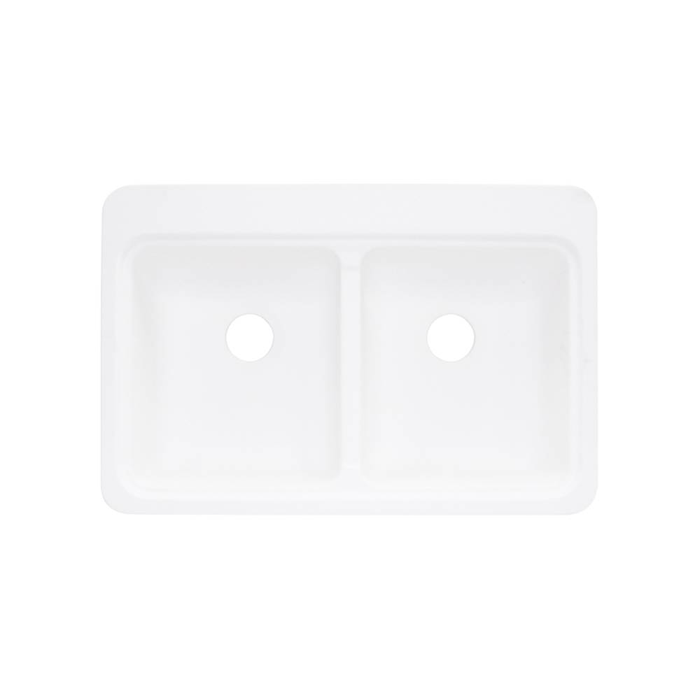Transolid 33in x 22in Top Mount Self-rimming Charleston Kitchen Sink in White