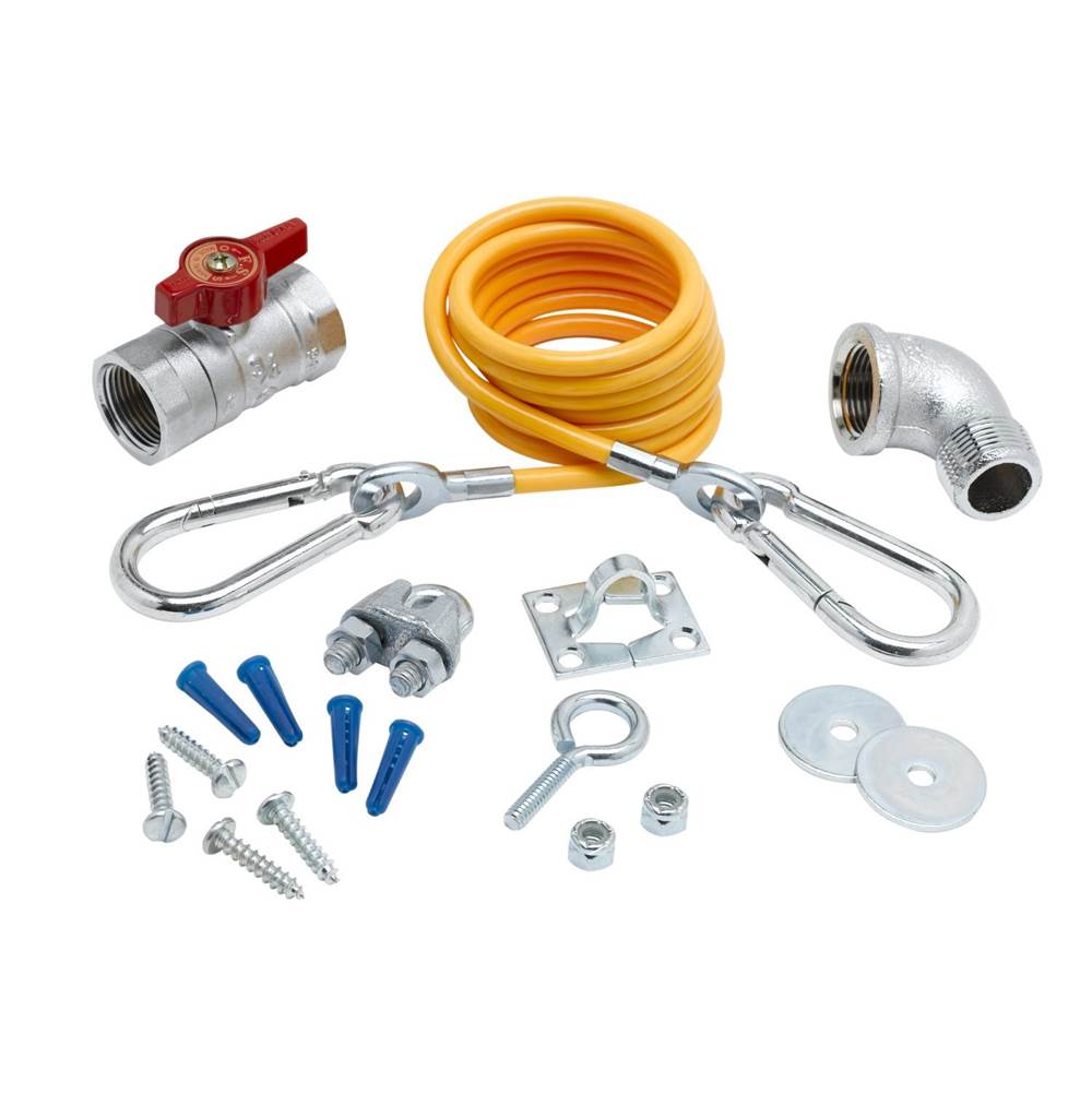 T&S Brass Gas Appliance Connectors, Installation Kit with 1'' Elbow