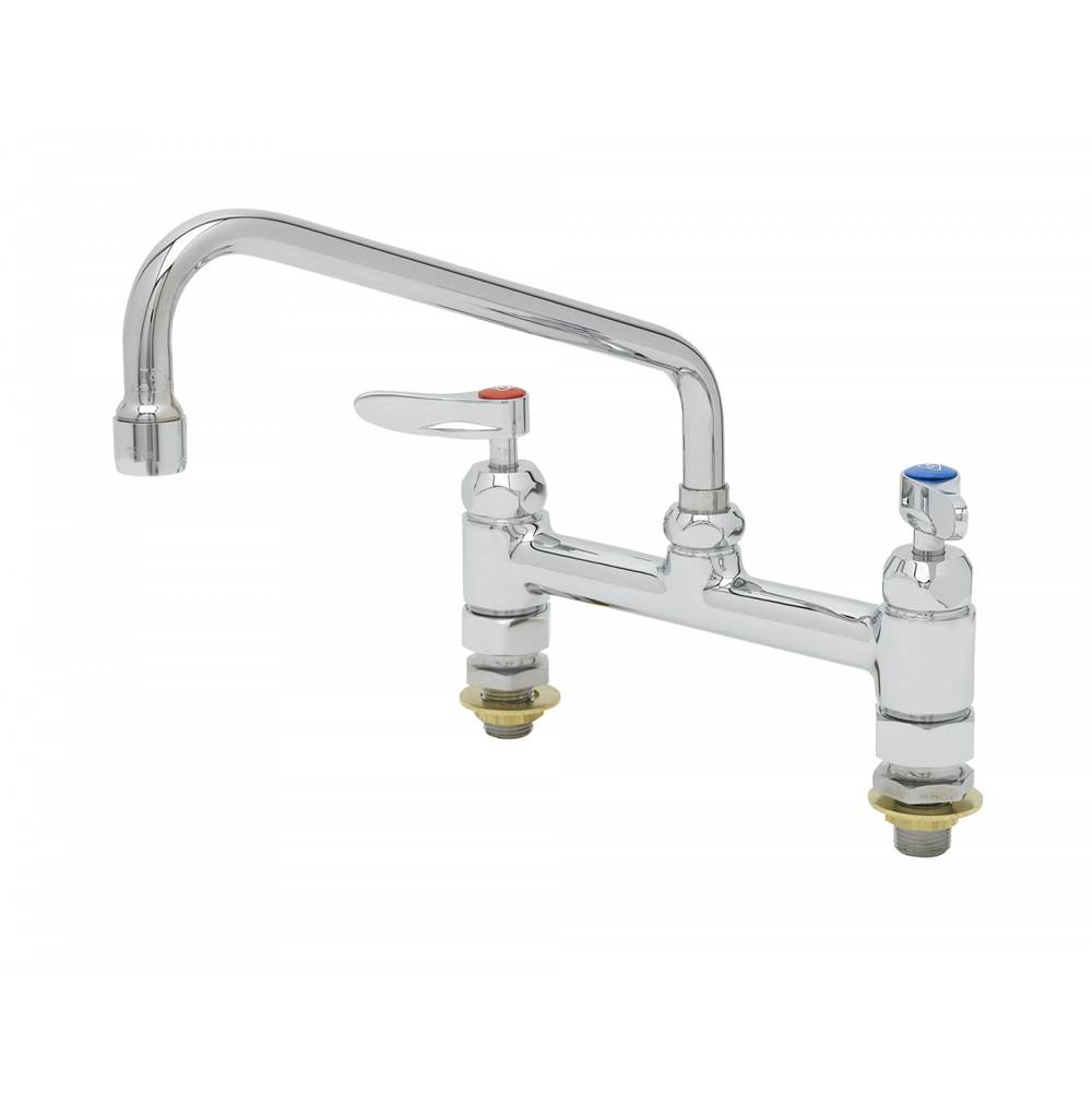 T&S Brass 8'' Double Pantry Swivel Base Faucet, Deck Mount, Ceramas, Lever Handles, 061X, 00CC Inlets