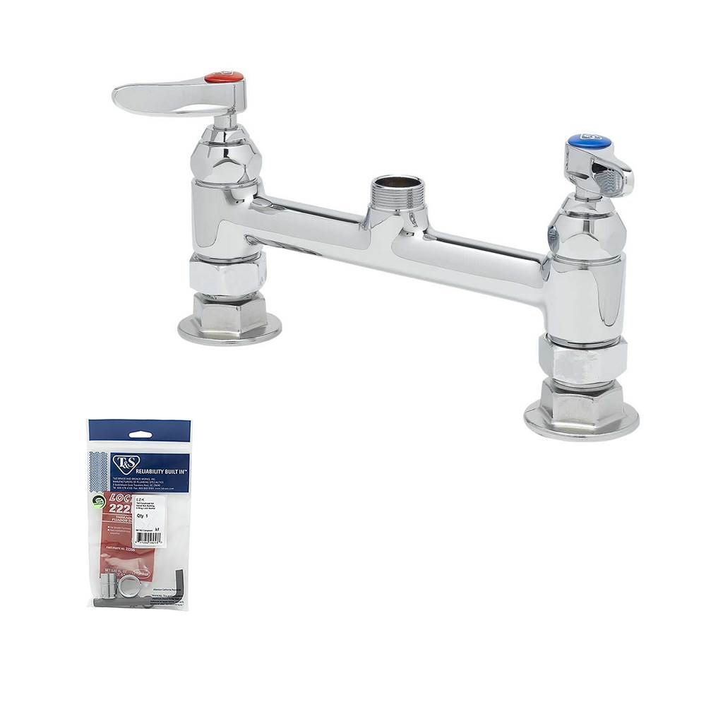 T&S Brass Double Pantry Swivel/Rigid Base Faucet, Deck Mount, 8'' Centers, Less Nozzle