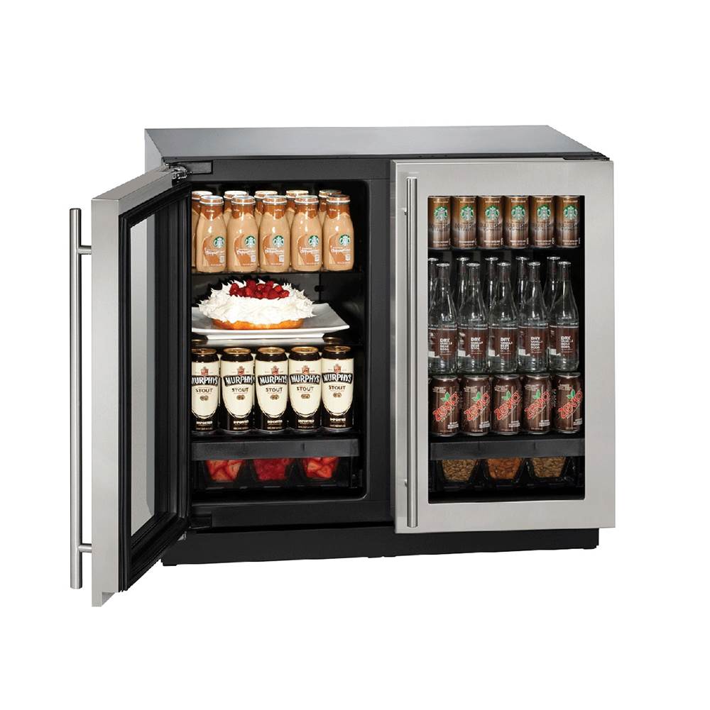 U Line Glass Refrigerator 36'' Stainless 115v