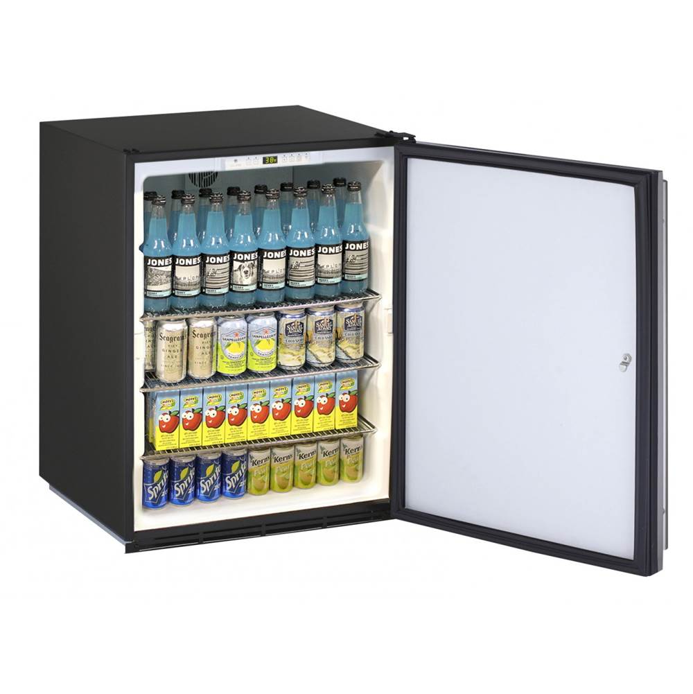 U Line Solid Refrigerator 24'' Lock Reversible Hinge Stainless 115v