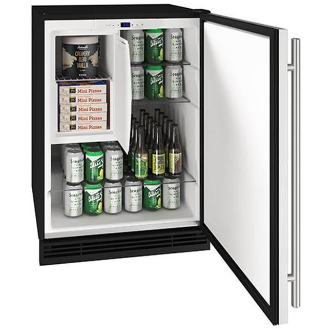 U Line Refrigerator Freezer 24'' Reversible Hinge Stainless Solid 115v