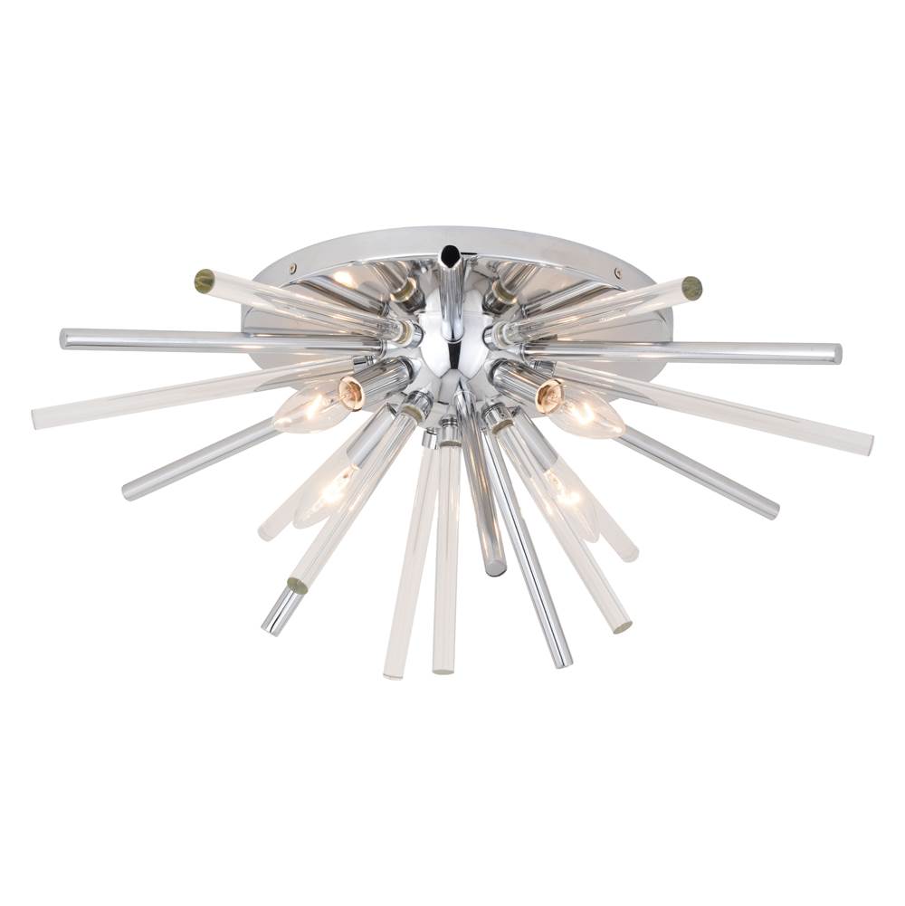 Vaxcel Aria 22.5-in Chrome 4 Light Mid Century Modern Sputnik Flush Mount Ceiling Fixture with Glass Accents