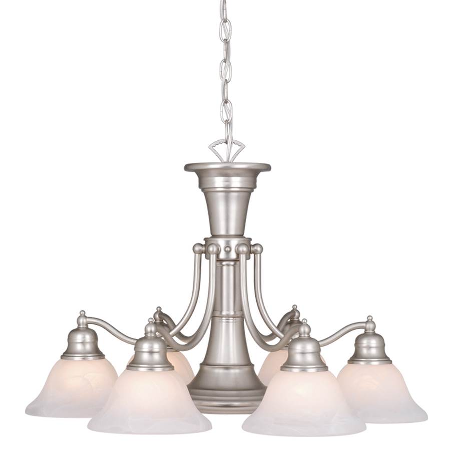 Vaxcel Standford 6L Brushed Nickel Chandelier with Down Light and Switch