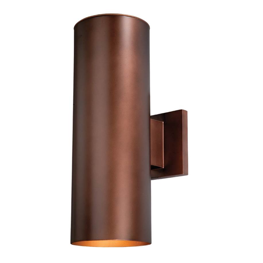 Vaxcel Chiasso Aluminum 2 Light Bronze Cylinder Outdoor Wall Lantern Clear Glass
